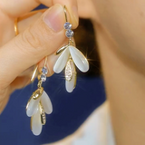 14K Gold-Plated Opal Leaf Earrings