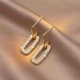 14K Gold-Plated Oval Diamond Earrings