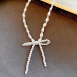 14K Gold-Plated Pearl Bow Necklaces