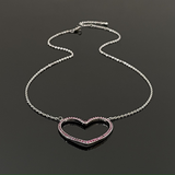 14K Gold-Plated Pink Diamond Love Heart Necklaces