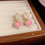 14K Gold-Plated Pink Love Peach Earrings