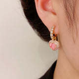 14K Gold-Plated Pink Love Peach Earrings