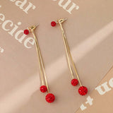 14K Gold-Plated Red Crystal Drop Earrings