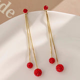 14K Gold-Plated Red Crystal Drop Earrings