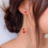 14K Gold-Plated Red Crystal Drop Earrings