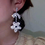 14K Gold-Plated Rhinestone Flower Earrings