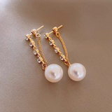 14K Gold-Plated Rhinestone Mermaid Pearl Earrings