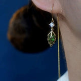 14K Gold-Plated Slimming Leaf Threader Earrings