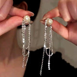 14K Gold-Plated Sparkling Pearl Chain Earrings