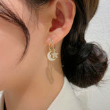 14K Gold-Plated Star And Moon Drop Earrings