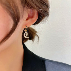 14K Gold-Plated Star And Moon Earrings