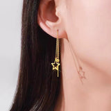 14K Gold-Plated Star Tassel Threader Earrings