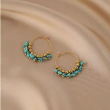 14K Gold-Plated Stone Hoop Earrings