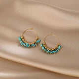 14K Gold-Plated Stone Hoop Earrings