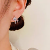 14K Gold-Plated Super Flash Zircon Star Earrings