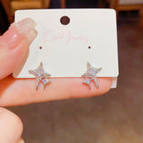 14K Gold-Plated Super Flash Zircon Star Earrings