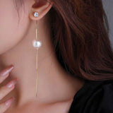 14K Gold-Plated Tassel Pearl Earrings