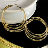 14K Gold-Plated Three-Layer Hoop Earrings