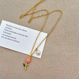 14K Gold-Plated Tulip Pearl Necklaces