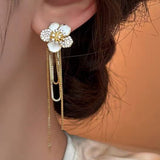 14K Gold-Plated White Flower Earrings