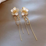 14K Gold-Plated White Flower Earrings