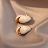 14K Gold-Plated White Glaze Earrings