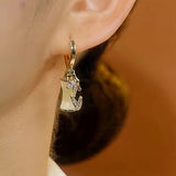 14K Gold-Plated Zircon Bamboo Earrings