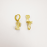 14K Gold-Plated Zircon Bamboo Earrings