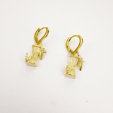 14K Gold-Plated Zircon Bamboo Earrings