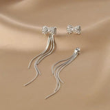 14K Gold-Plated Zircon Bow Earrings