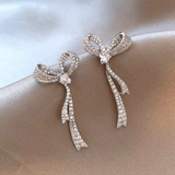 14K Gold-Plated Zircon Bow Earrings