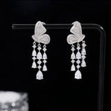 14K Gold-Plated Zircon Butterfly Earrings