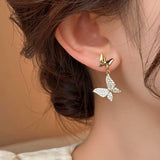 14K Gold-Plated Zircon Butterfly Earrings