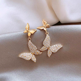 14K Gold-Plated Zircon Butterfly Earrings