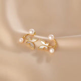 14K Gold-Plated Zircon Butterfly Pearl Earrings