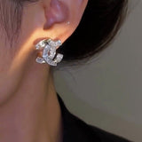 14K Gold-Plated Zircon Crossed Stud Earrings