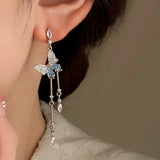 14K Gold-Plated Zircon Crystal Butterfly Earrings