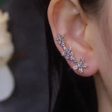 14K Gold-Plated Zircon Flower Crawler Earrings