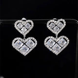 14K Gold-Plated Zircon Double-Heart Earrings