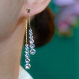 14K Gold-Plated Zircon Double Teardrop Earrings