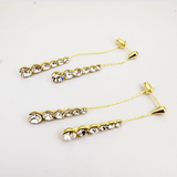 14K Gold-Plated Zircon Double Teardrop Earrings