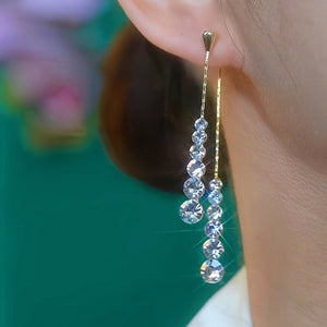 14K Gold-Plated Zircon Double Teardrop Earrings