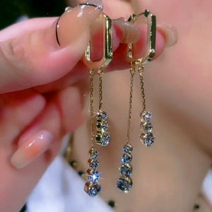 14K Gold-Plated Zircon Drop Earrings