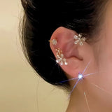 14K Gold-Plated Zircon Flower Ear Cuffs ( 1 Pair )