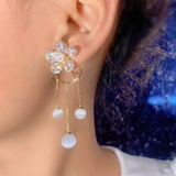 14K Gold-Plated Zircon Flower Earrings