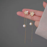 14K Gold-Plated Zircon Flower Earrings