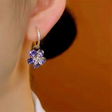 14K Gold-Plated Zircon Flower Earrings