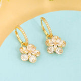 14K Gold-Plated Zircon Flower Earrings