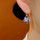 14K Gold-Plated Zircon Flower Earrings