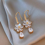 14K Gold-Plated Zircon Flower Earrings